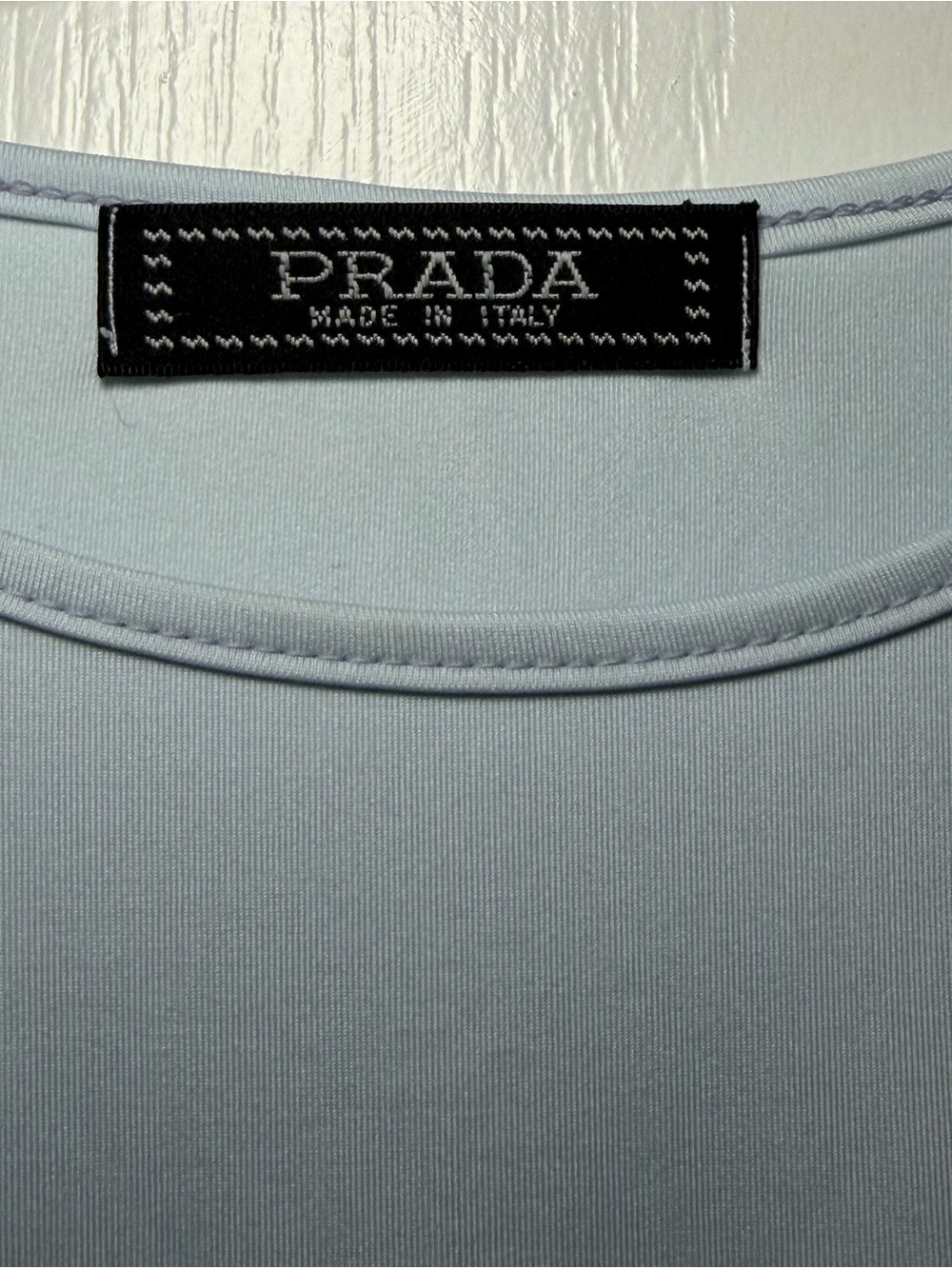 Prada Light Blue Logo Short Sleeve Top - Picture 2 of 6